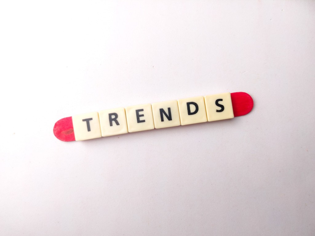 Toys word with the word TRENDS on a white background